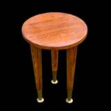 Vintage side table in solid wood and brass – Scandinavian design mid-century