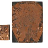 Grande plaque d'imprimante antique gravure bloc d'impression floral cuivre bois ensemble de 6
