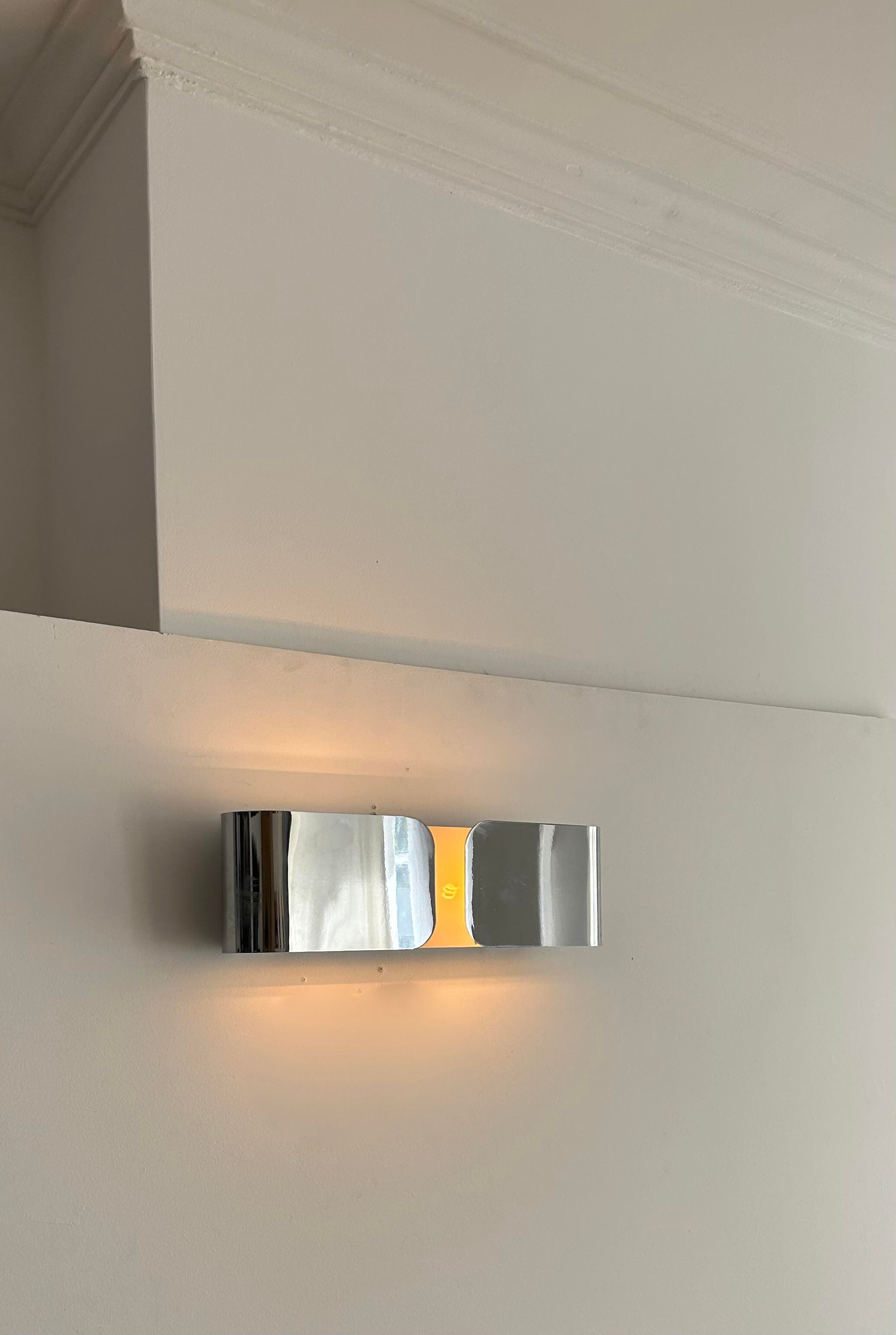 Vintage chromed metal wall lamp, France 1980