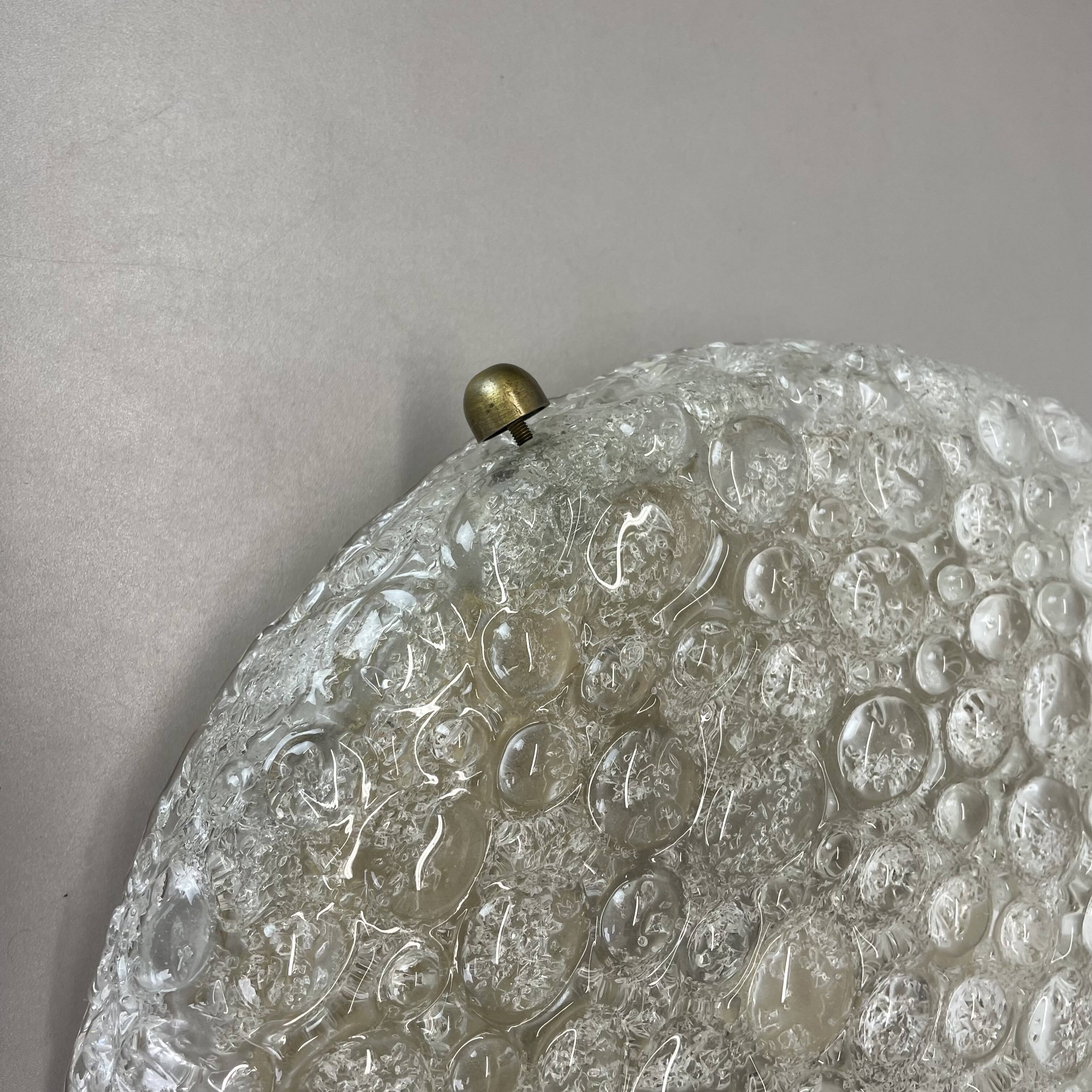 Large 40cm Murano Ice Glass Flushmount Wall Light by Hillebrand Leuchten, 1