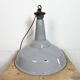 Large Industrial British Grey Enamel Factory Pendant Lamp from Benjamin, 19