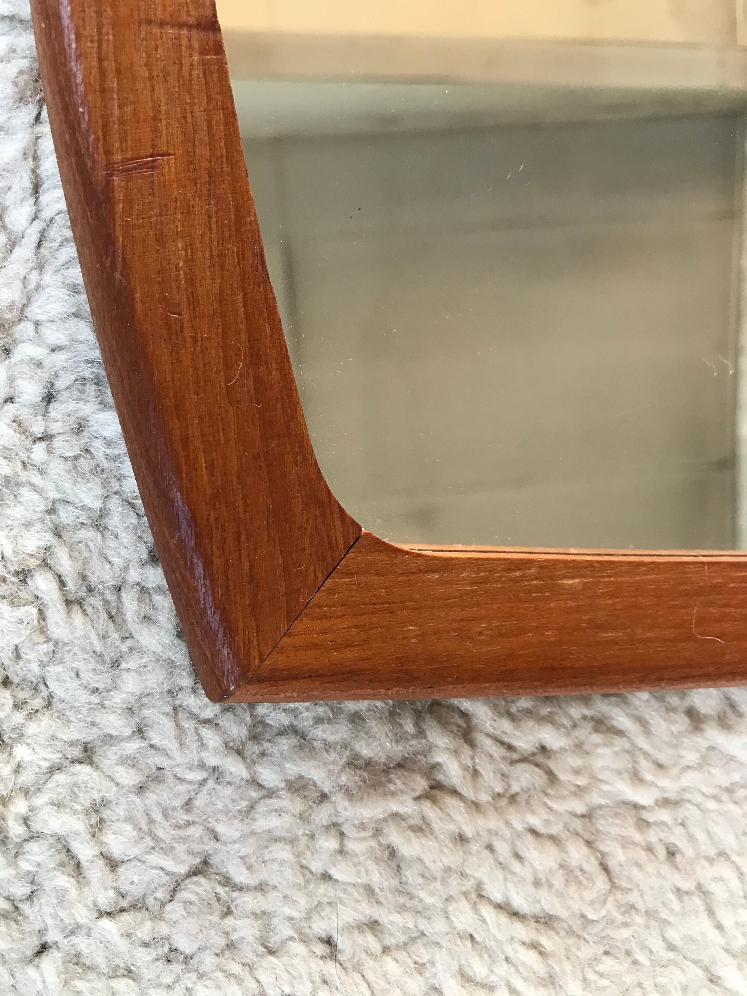 Rounded mirror teak 1950 - 79x35cm