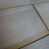 Vintage thong wall shelf, wood and black lace-up metal