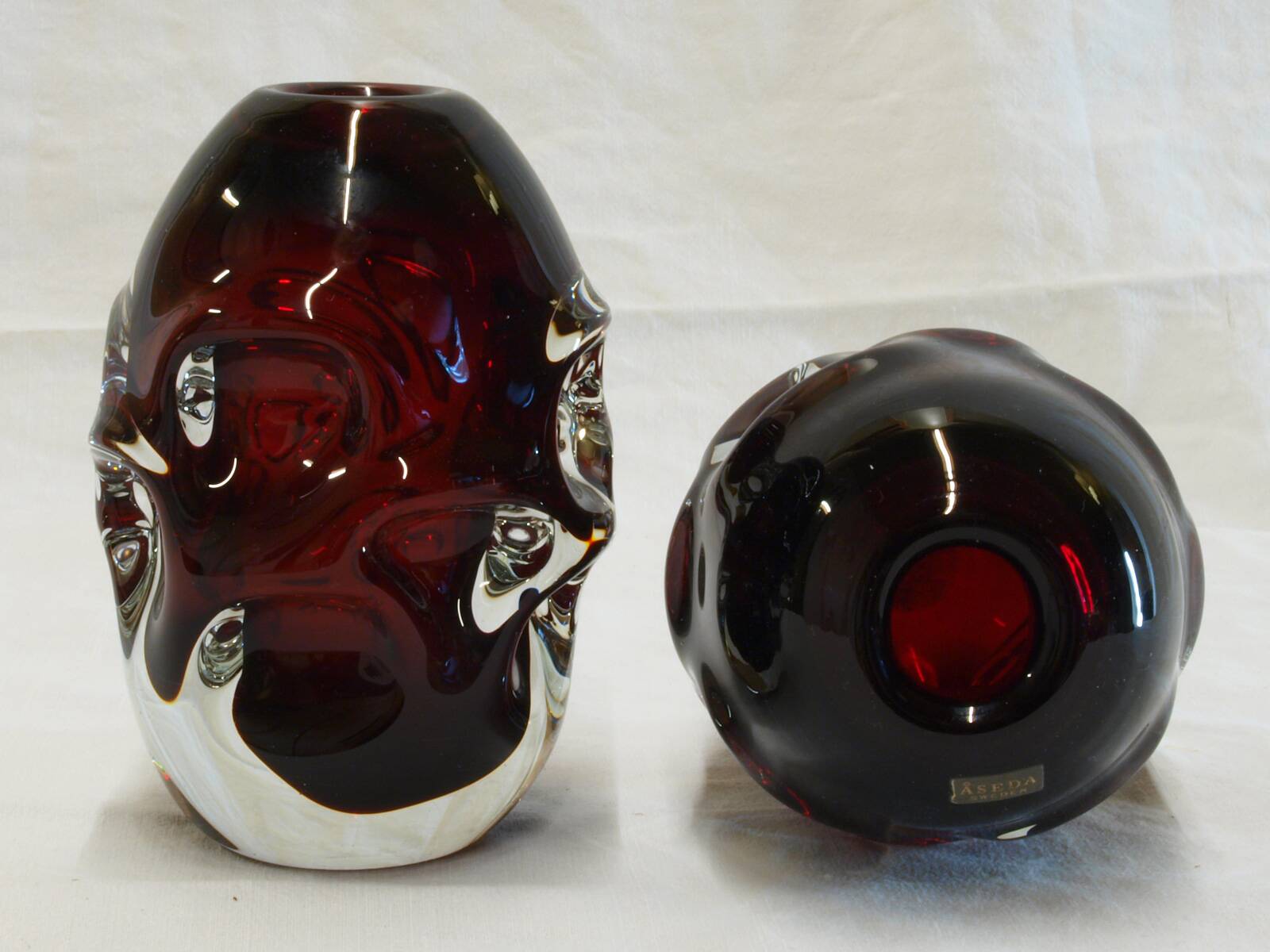 Pair of glass vases by Aseda, Sweden