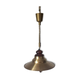 Brass and wood hanging lamp