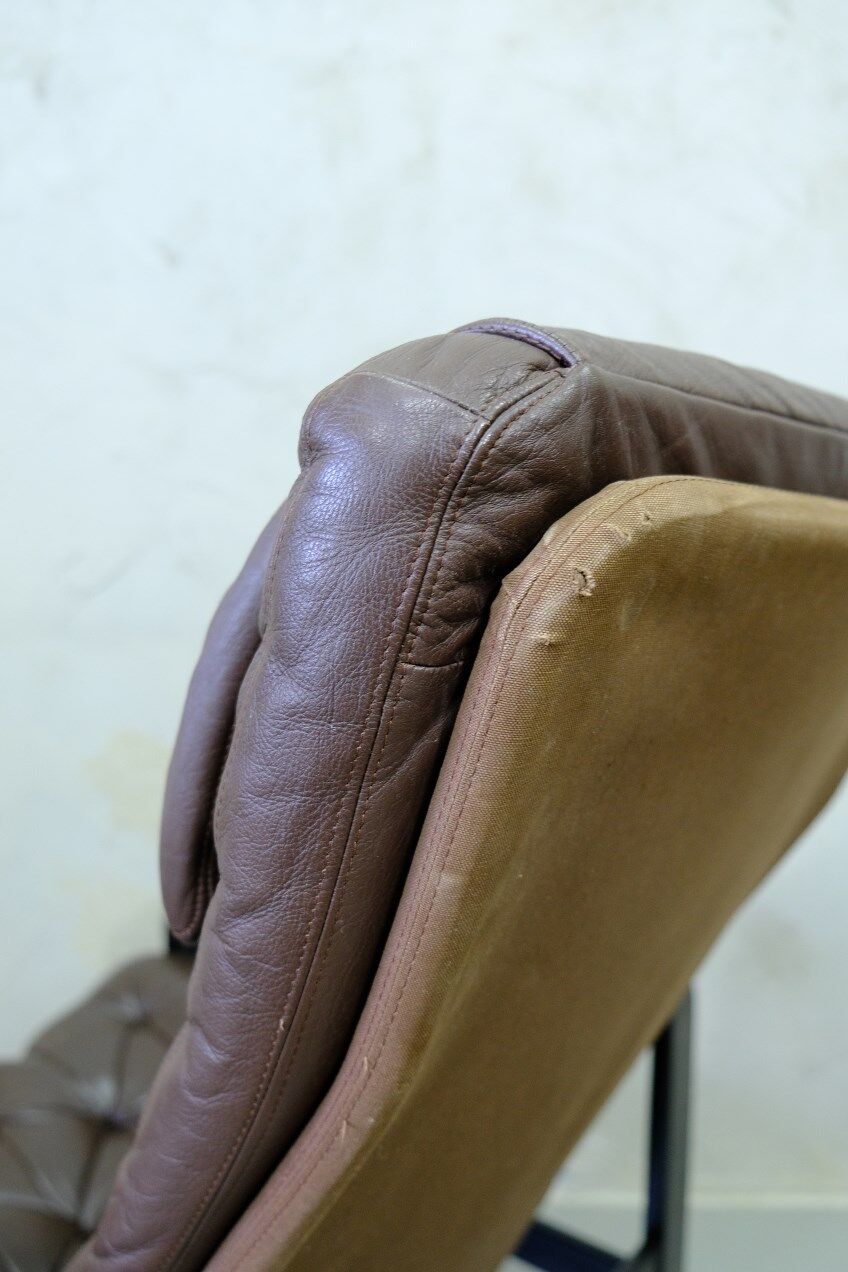 Mid-century Finnish leather lounge chair by Oy BJ Dahlqvist for BD Furniture, 1960s