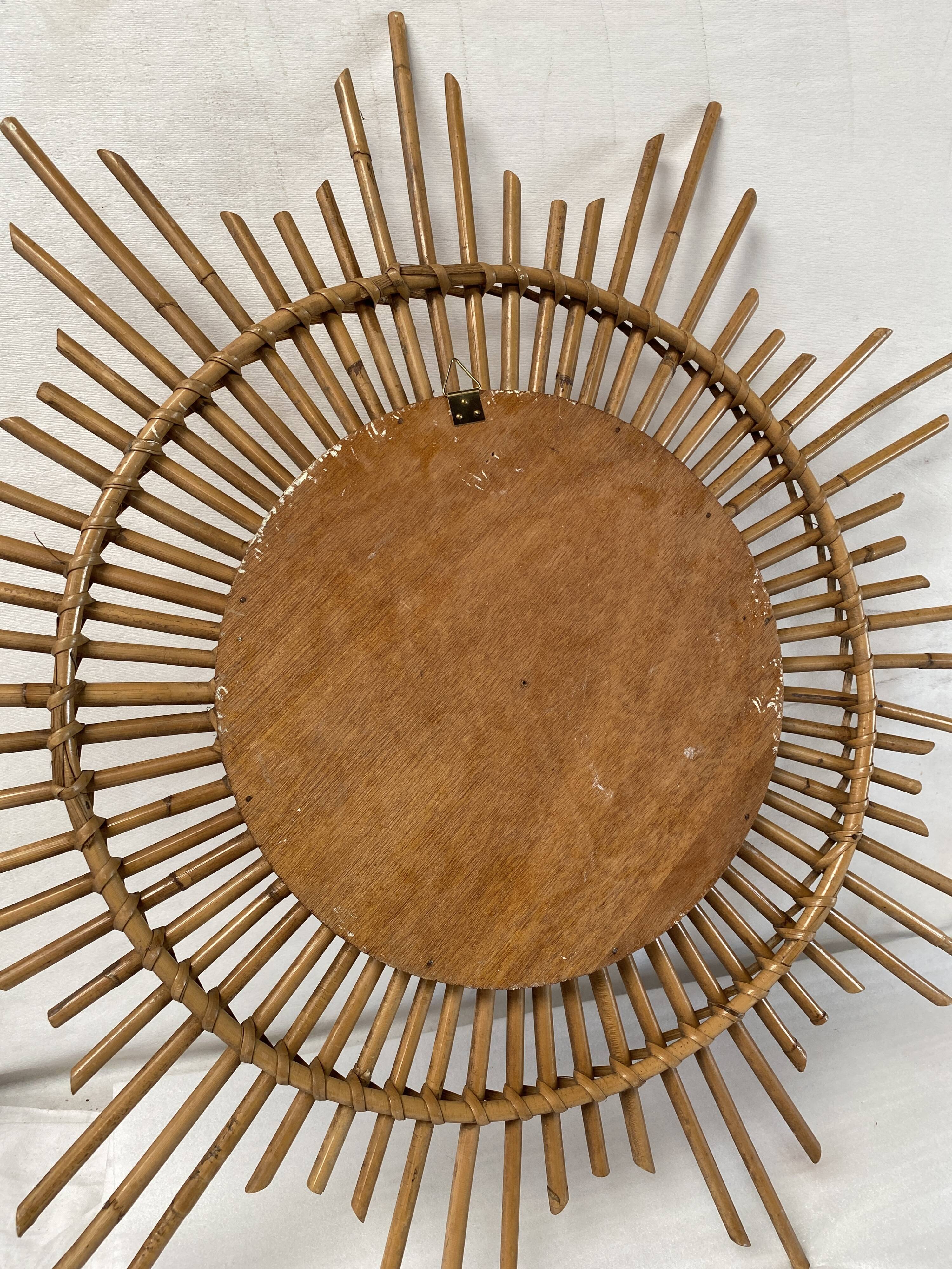 Vintage rattan sun mirror