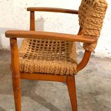 Oak and Rope Arm Chair by Audoux and Minet, Vibo