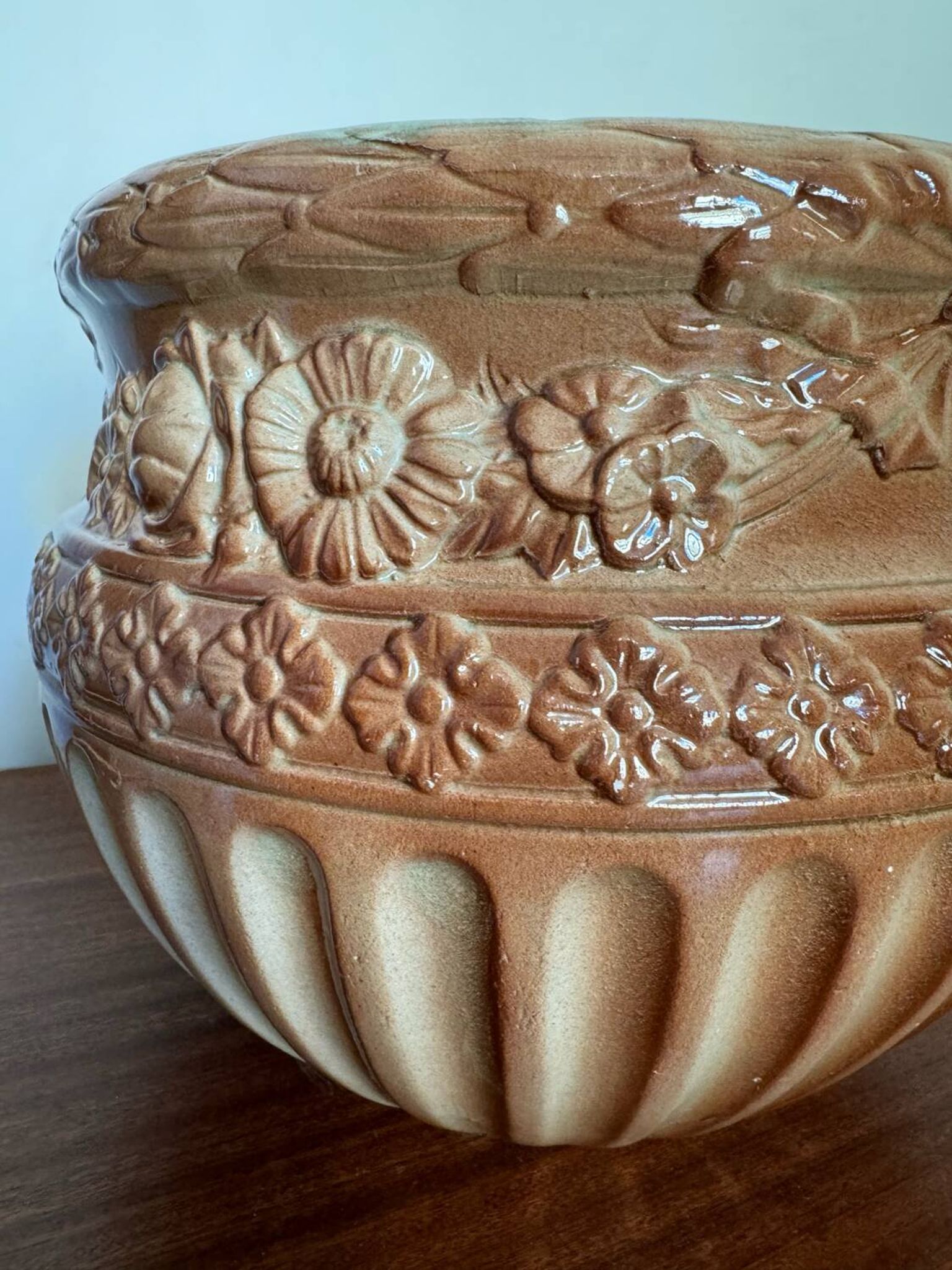 Cache pot céramique majolique Digoin 19ème