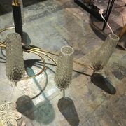 Vintage chandelier in glass and brass 1970