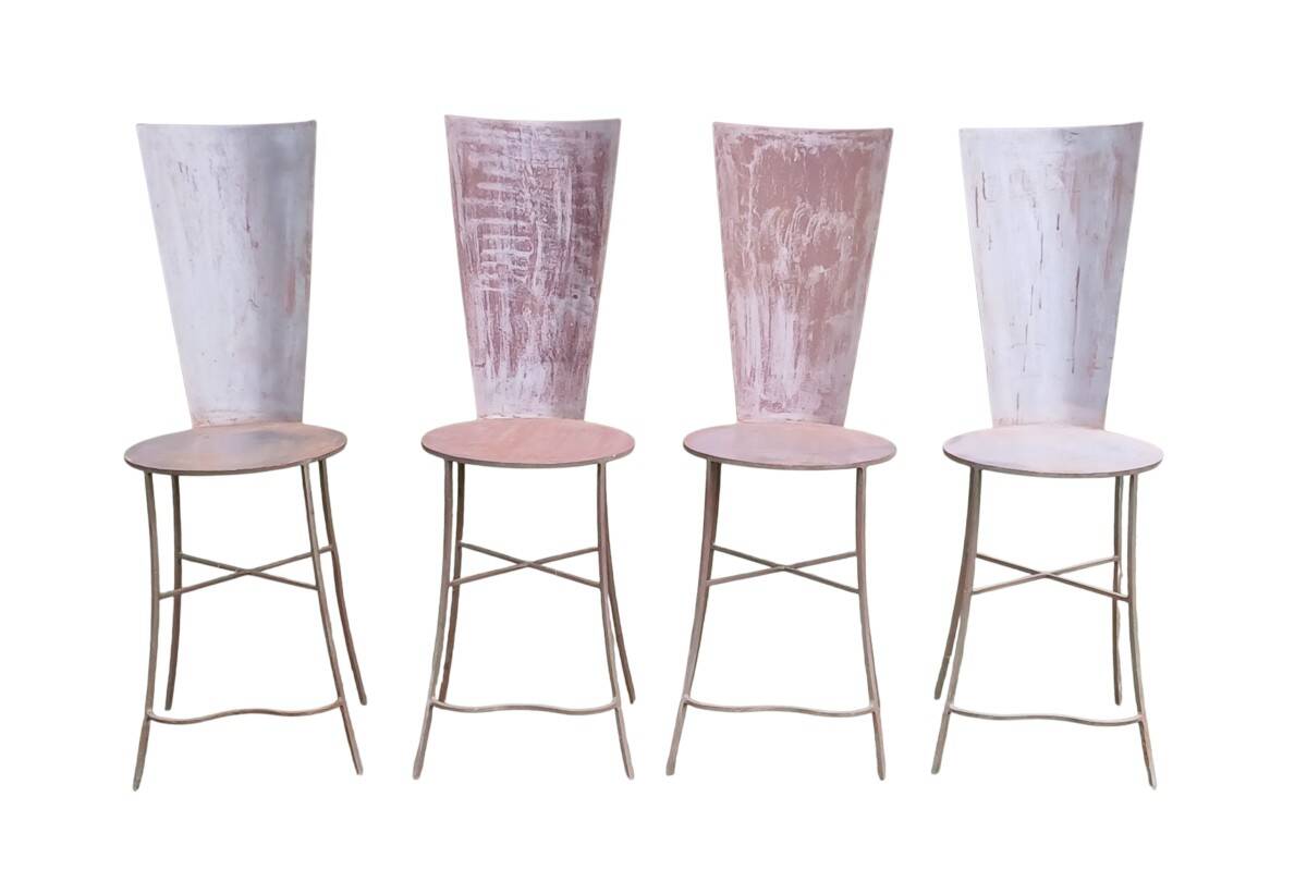 Set of 4 metal chairs, 20th century