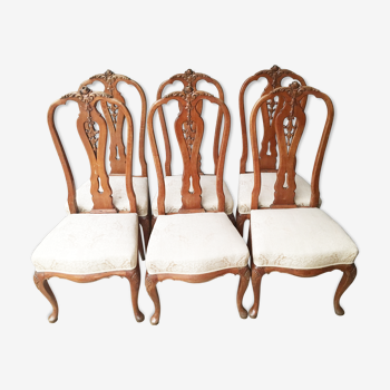 6 chairs of Château Chippendale Louis XV