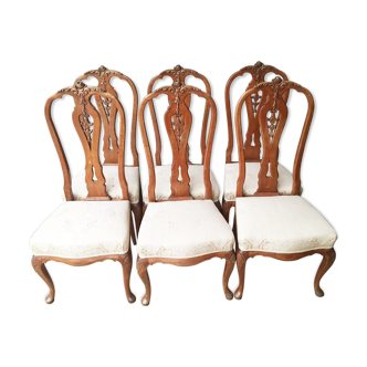 6 chairs of Château Chippendale Louis XV