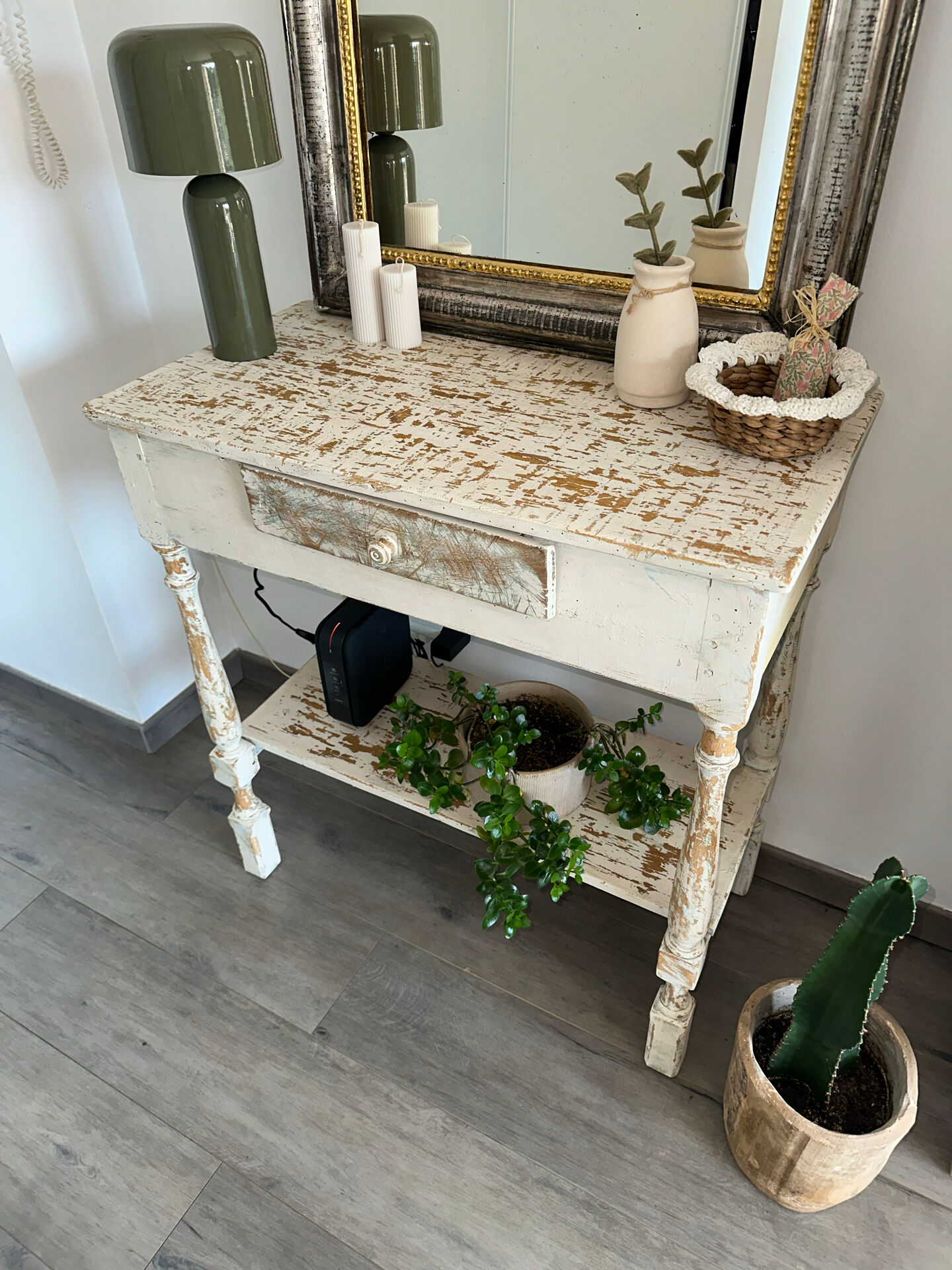 Patinated wooden work table