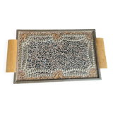 Plateau mosaïque vintage poignée bois