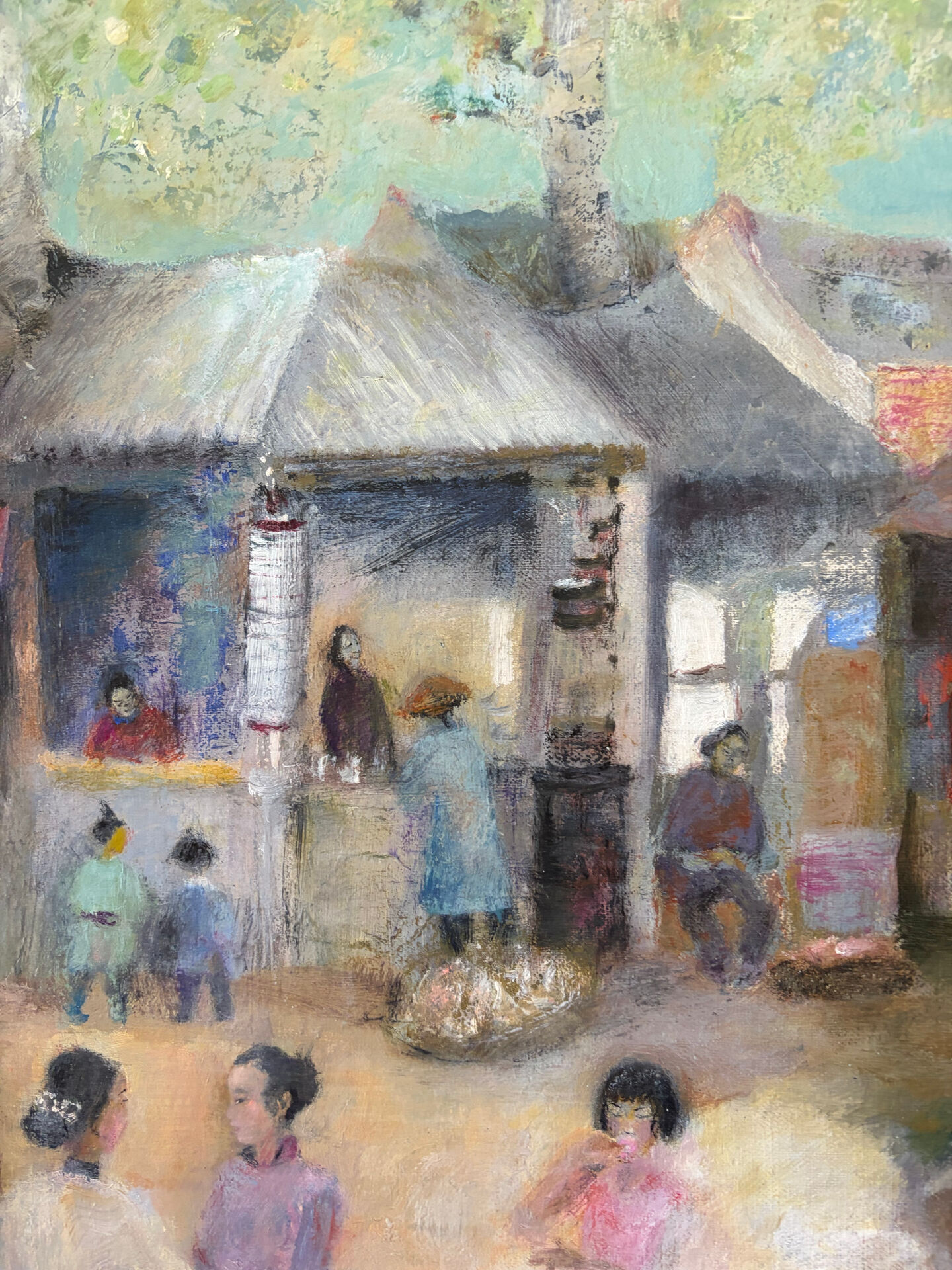Scène de rue chinoise, huile sur toile signée