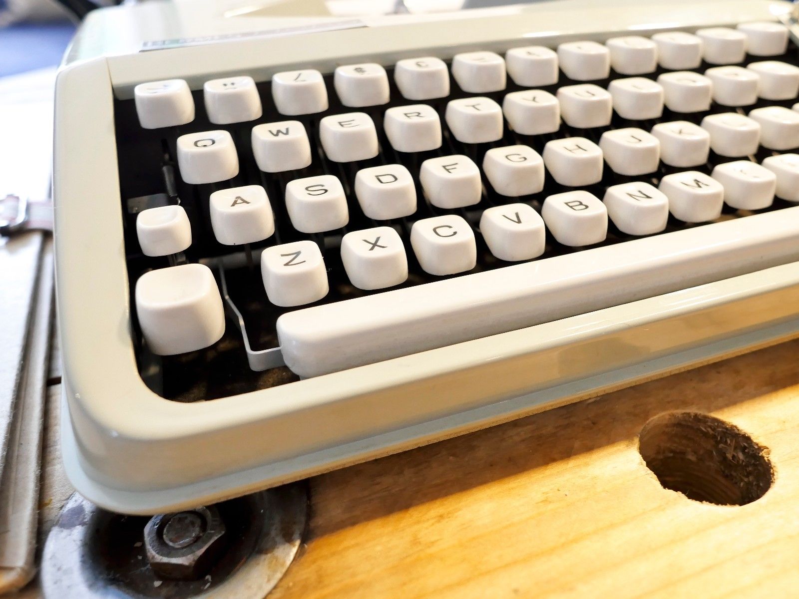 Blue green baby hermes typewriter