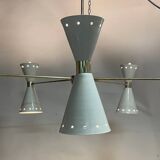 Lampadario a forma di cono in ottone