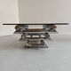 Space coffee table from the 70s, tubular metal and glass, Italian design