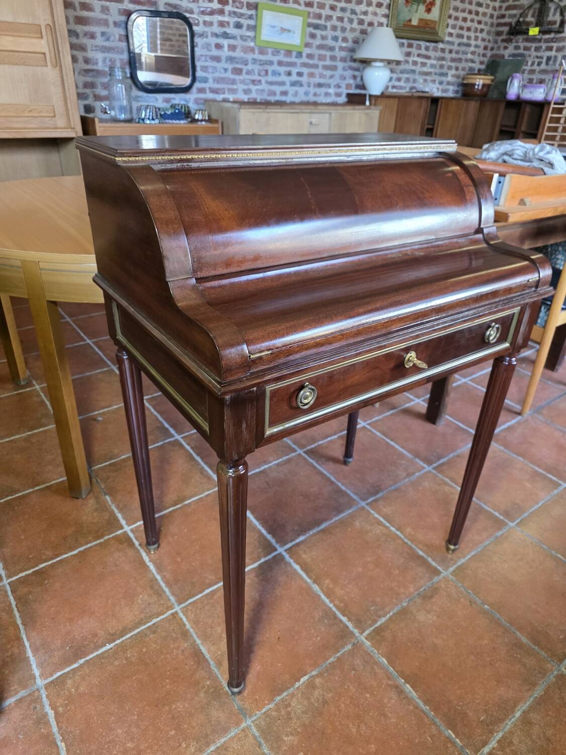 Louis XVI Style Cylinder Desk in Mahogany