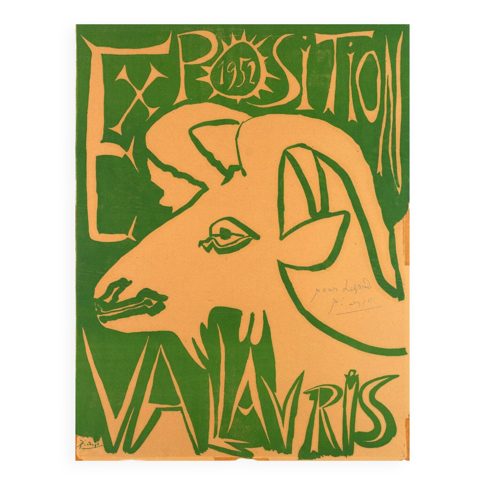 Affiche originale picasso valauris dedicassée de la main de picasso