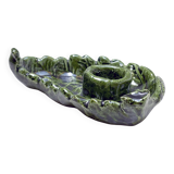 Small candle holder in green slip ceramic