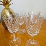 Set of 4 Harlequin glasses in crystal glass from Reims 1950