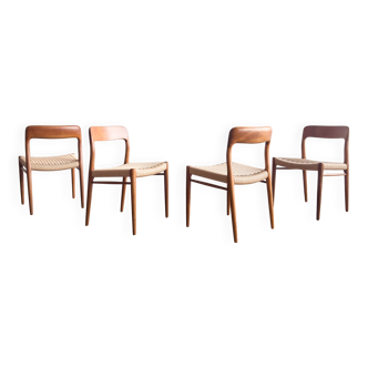 Set of 4 chairs #75 in teak by Niels O. Møller, JL Moller, Mid Century