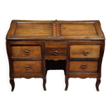 Antique curved secretary desk, Louis XV style, made of solid wood and marquetry.