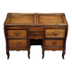 Antique curved secretary desk, Louis XV style, made of solid wood and marquetry.