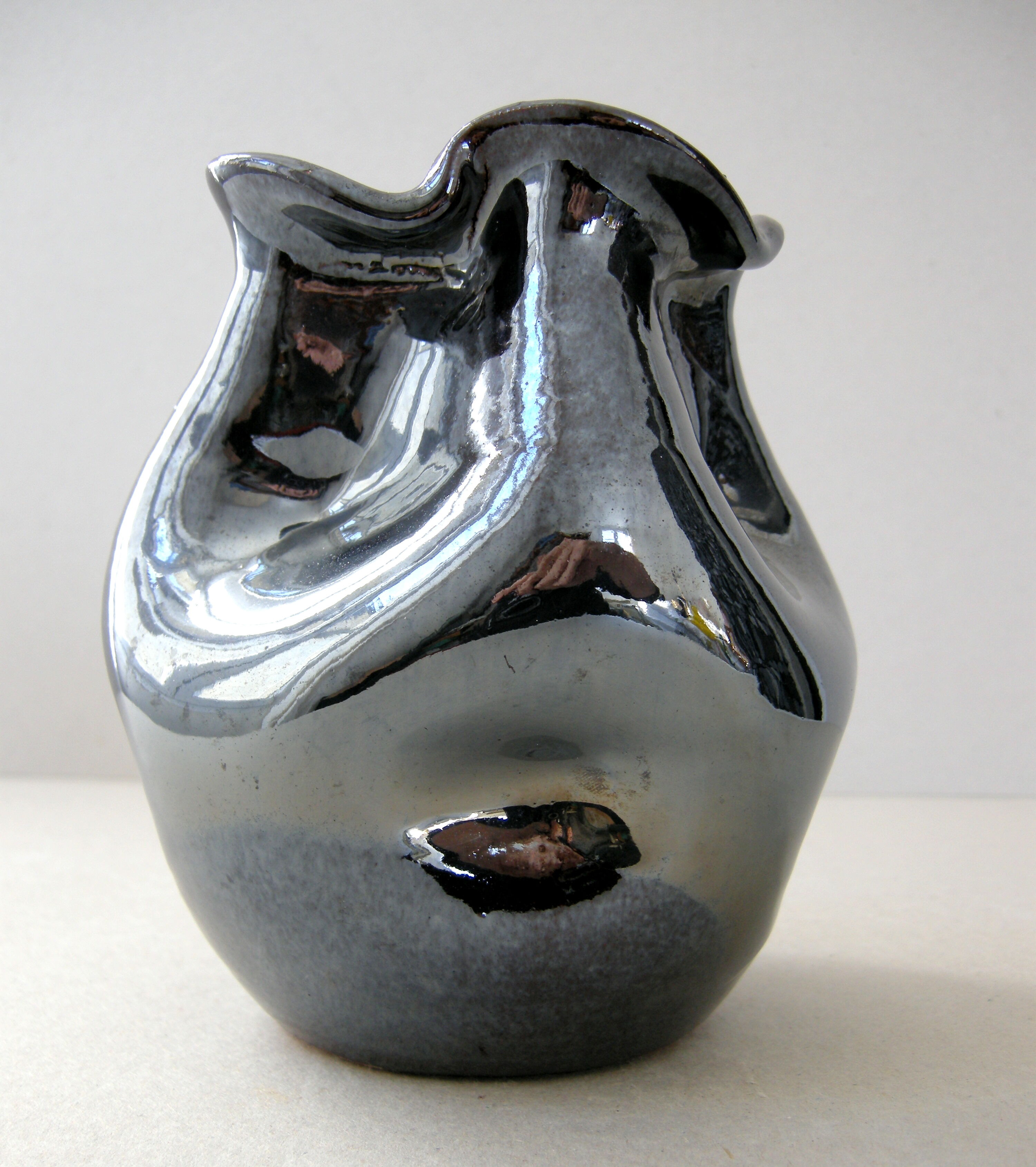 Vintage vase black iridescent 1950