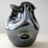 Vintage vase black iridescent 1950