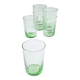 Set of 6 antique green blown glass goblets with fine fluting.