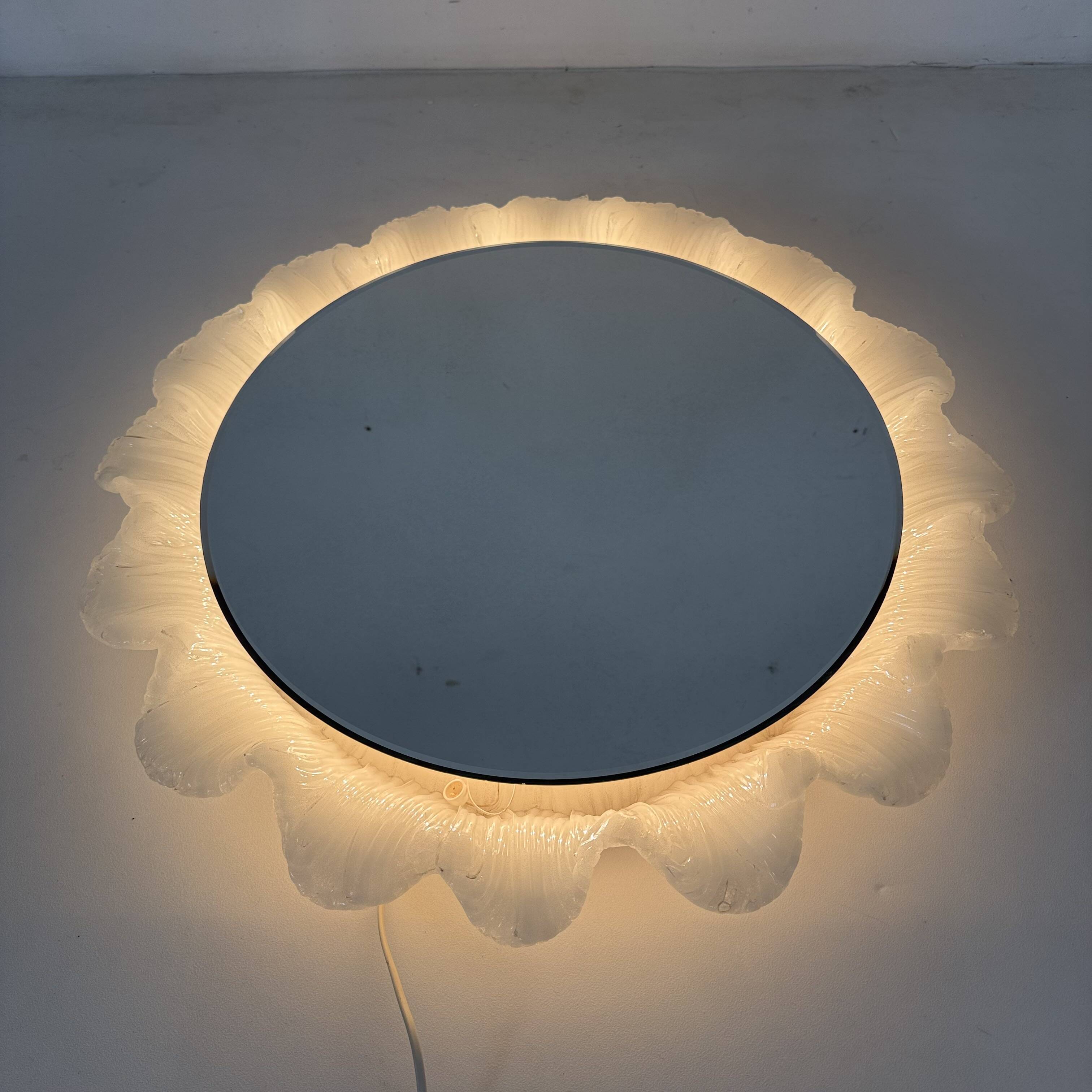 Vintage Lucite wall mirror with backlight , 1970’s , Germany