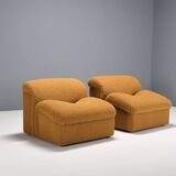 Exceptional Set of Two Bouclé 'Onda' Lounge Chairs by MetalArte, 1970s