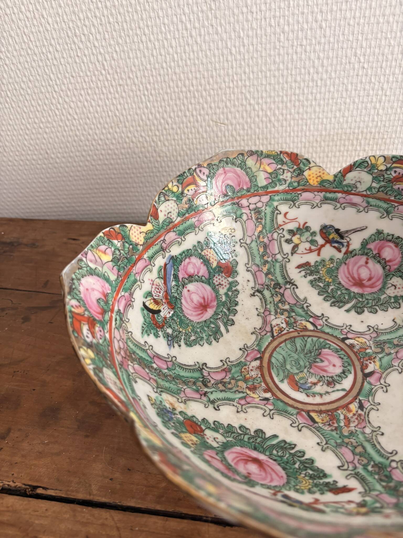 Bowl Plate Porcelain China Famille Rose Canton Qing Dynasty