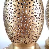 Pair of openwork metal egg lamps design 60s 70s
