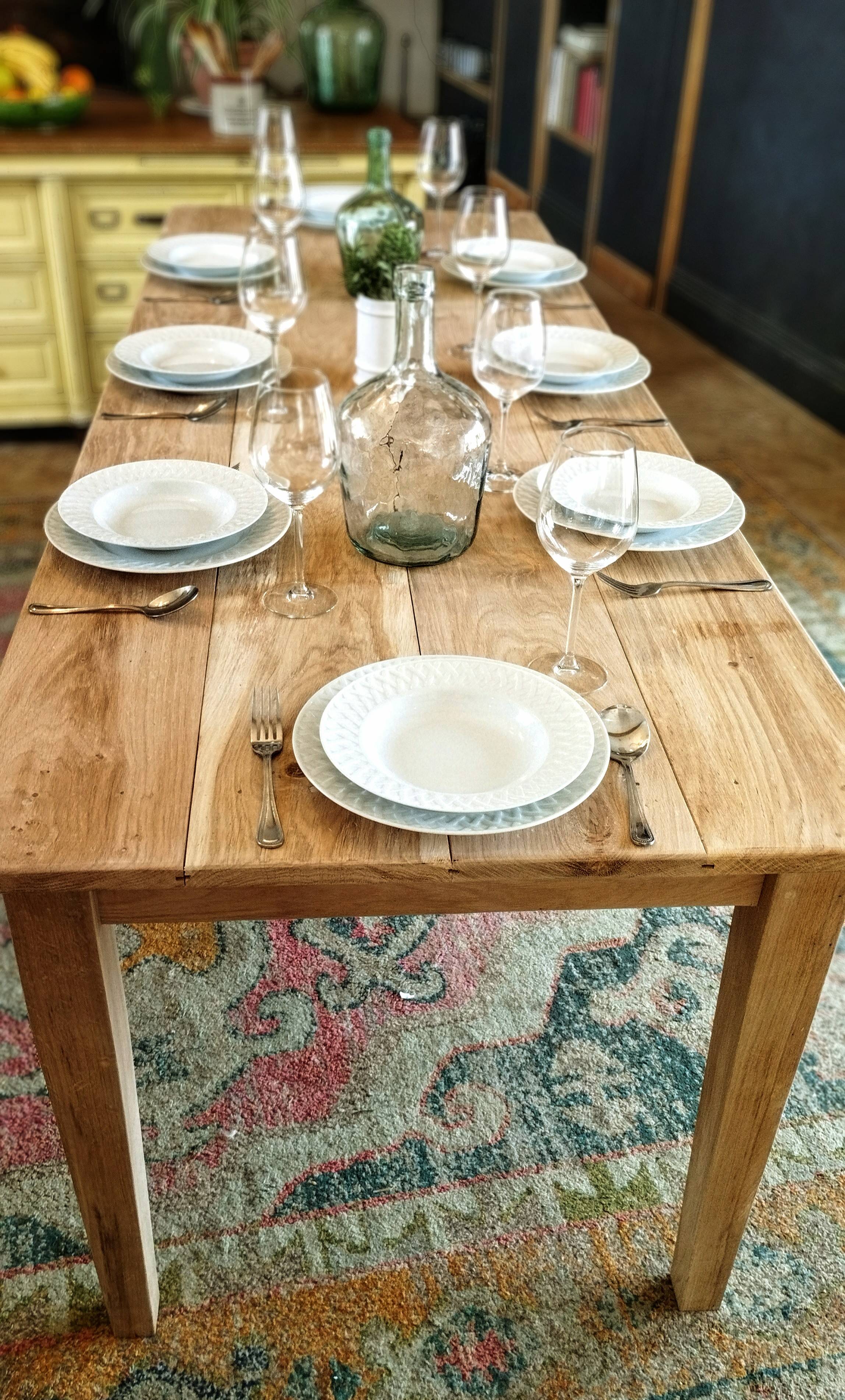 Solid oak farmhouse table 220 X 80 cm
