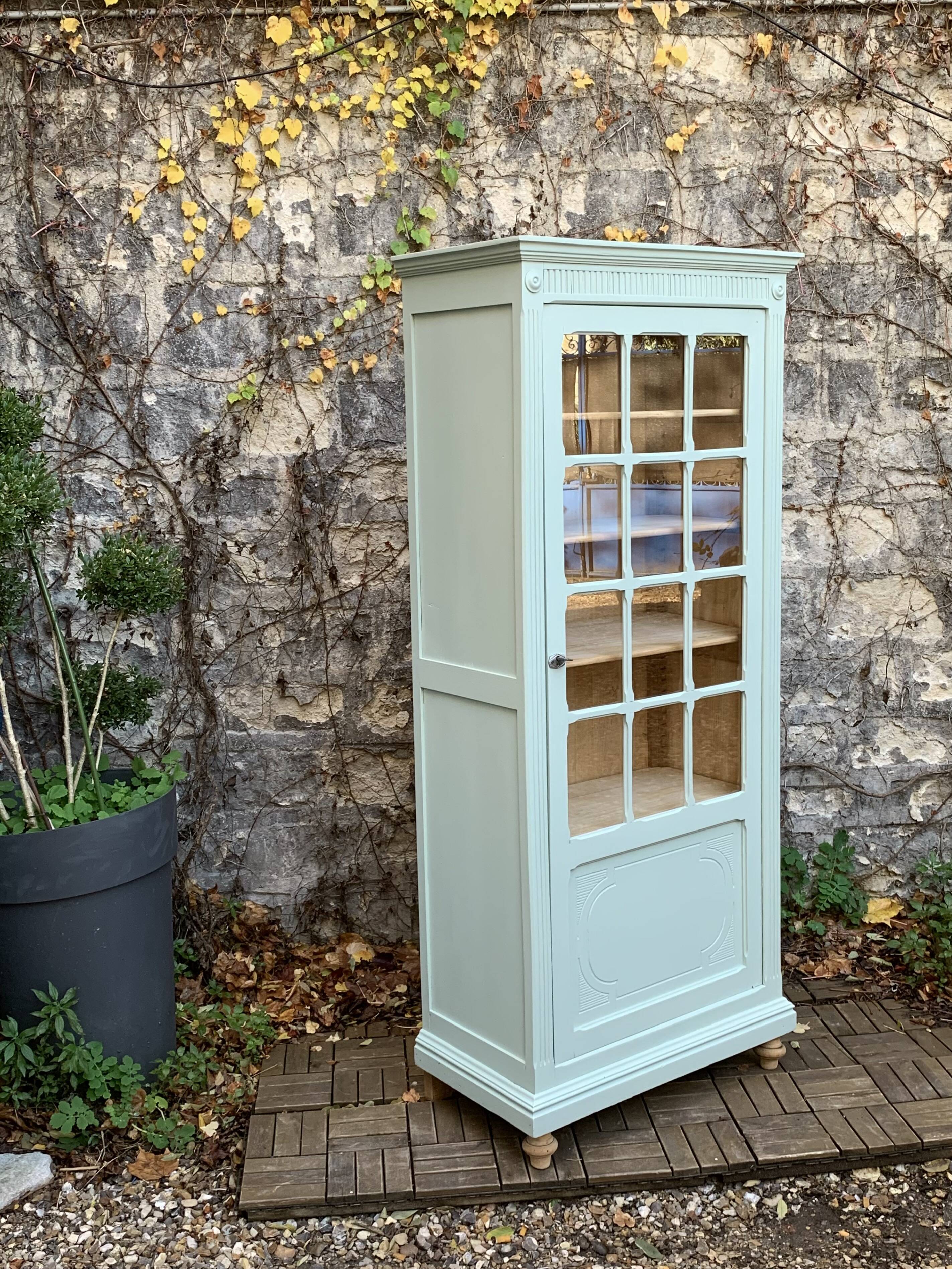 Antique celadon glass Parisian wardrobe H162