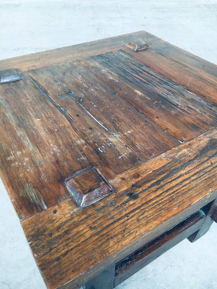 Wabi Sabi Style Oak Side Table, France, 1930s