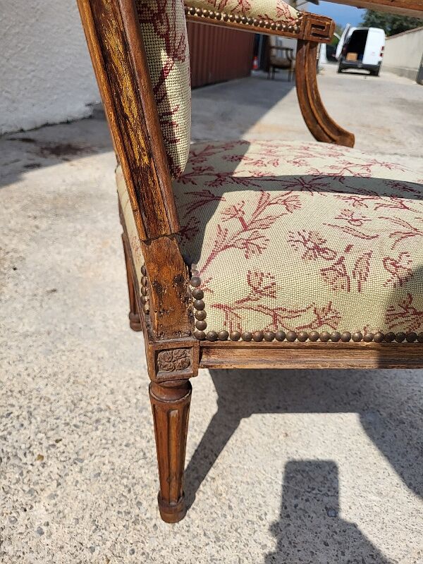Armchair Louis XVI walnut of the XIXth century