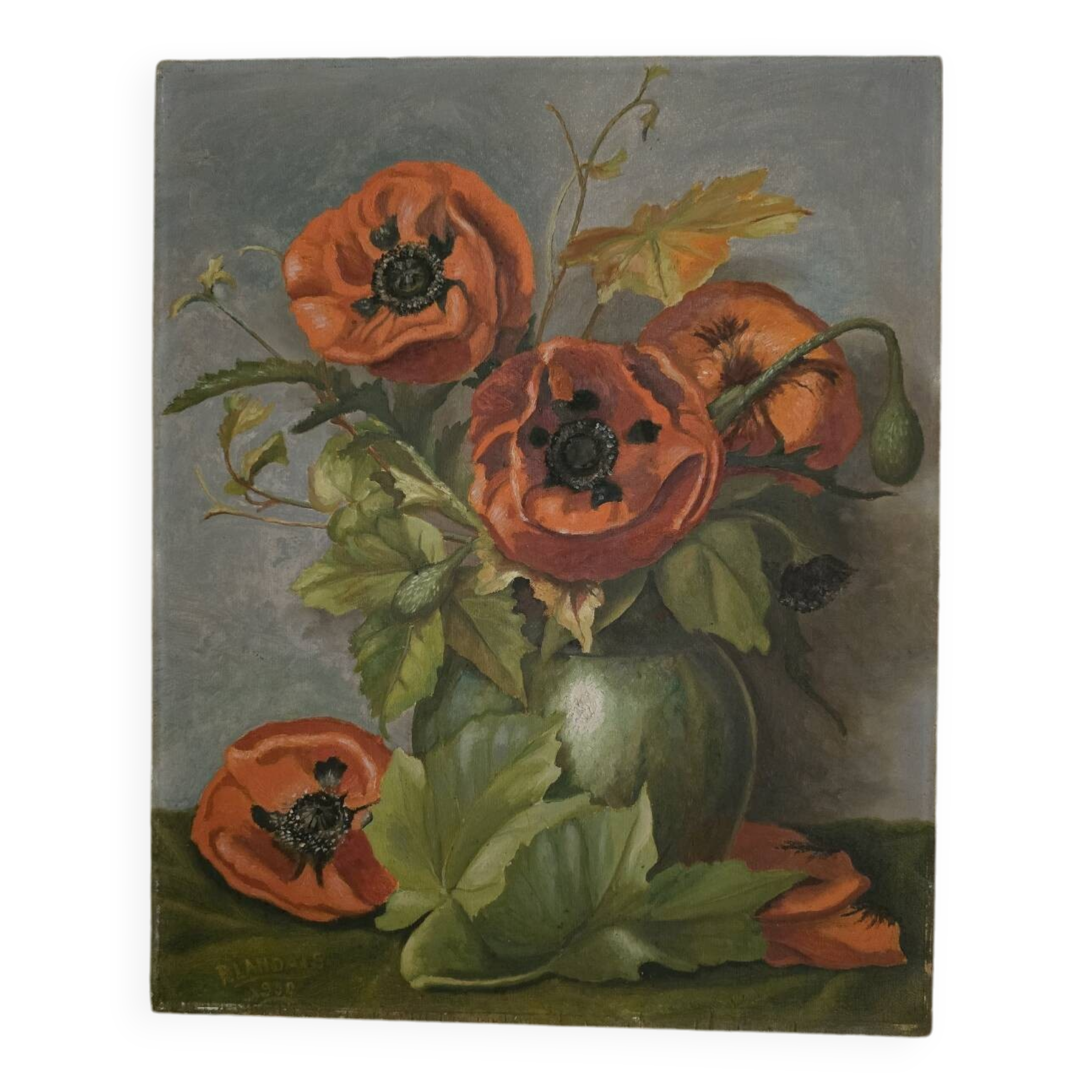 Oil on panel poppies