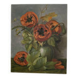 Oil on panel poppies