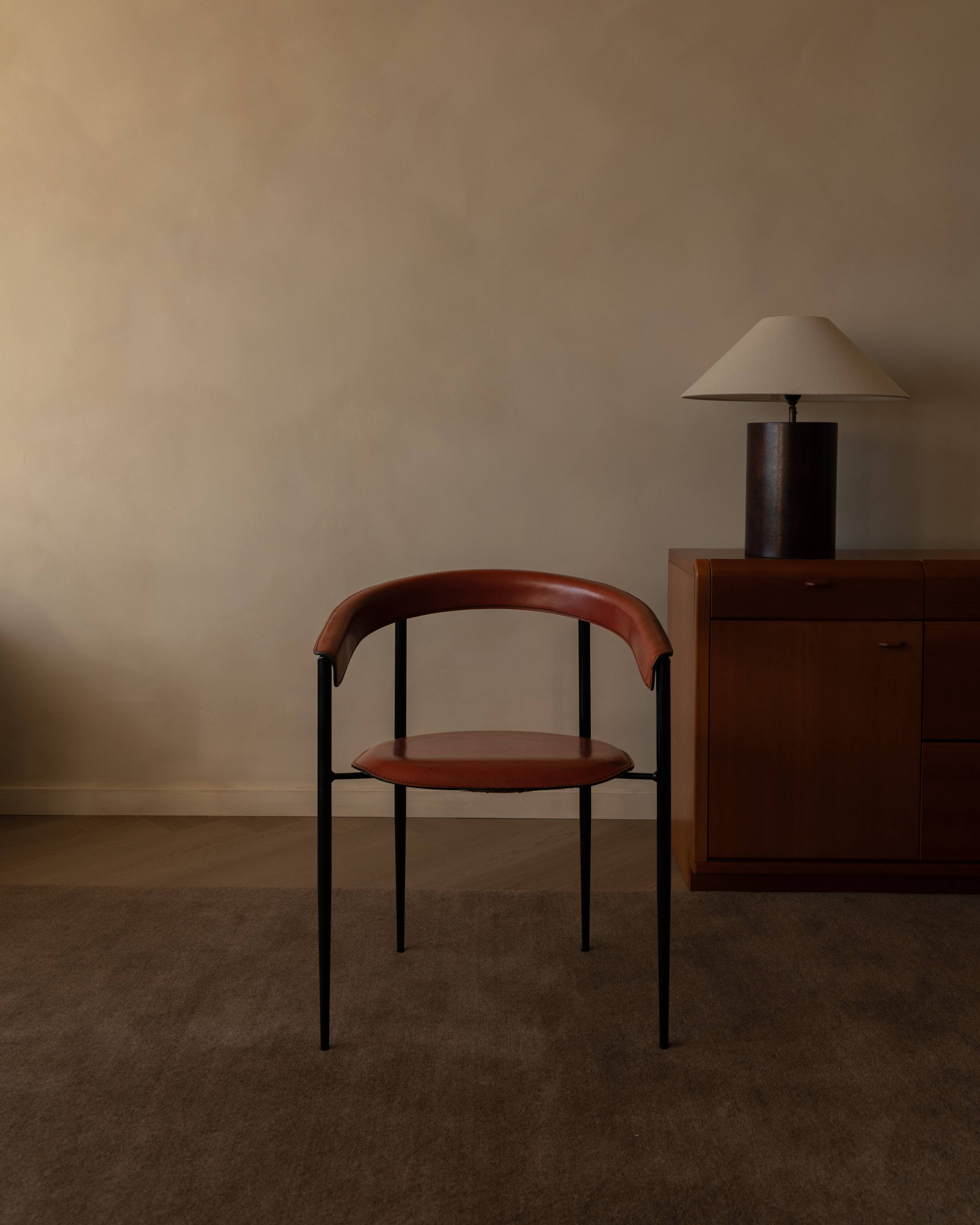 Vintage leather dining chair Arrben Italy, 1980s