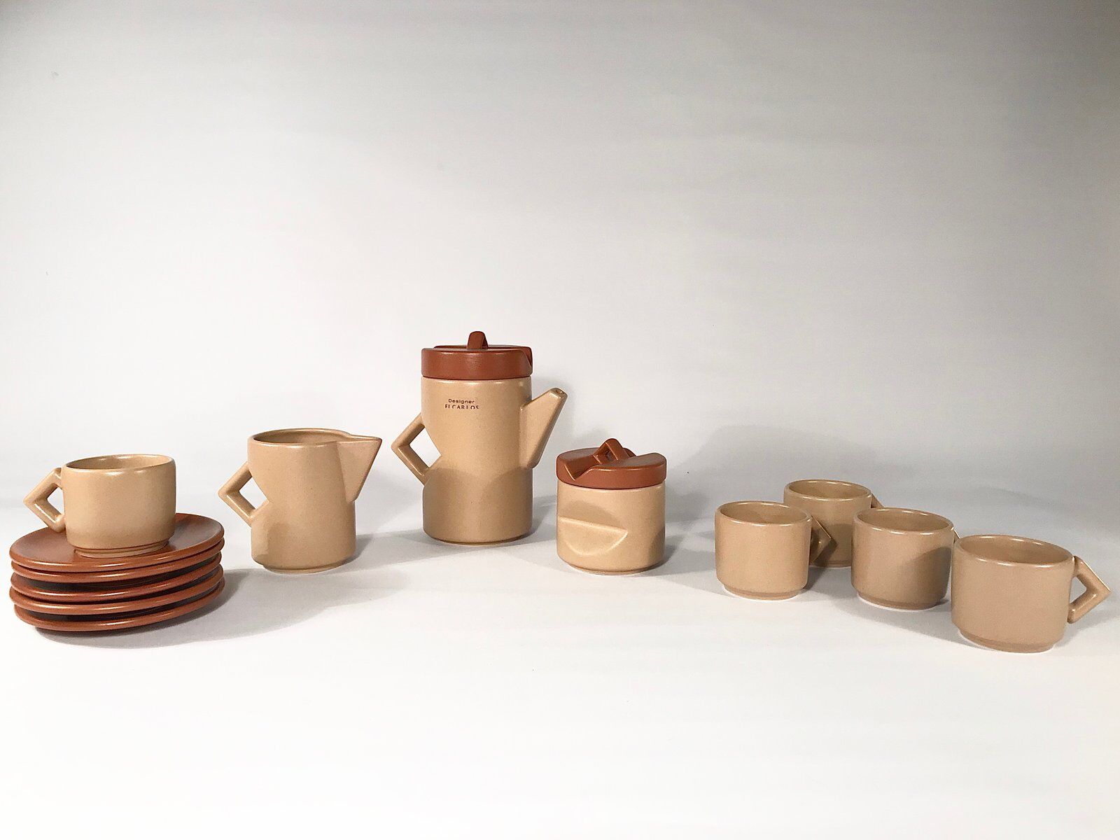 Italian ceramic coffee service set by Lusso Ceramic, 1976, Set of 13