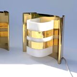 Pair of Hans-Agne Jakobsson V334/1 wall lamps in brass and opaline plastic
