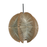 Wire and wood hanging lamp 1960, Scandinavian vintage