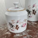 Vintage, coffee service, tea, Limoges, Flowers, cipher, 11 cups and under cups, teapot, 27 pieces