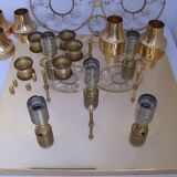 Lampe murale doré, cristaux de verre des années 1960