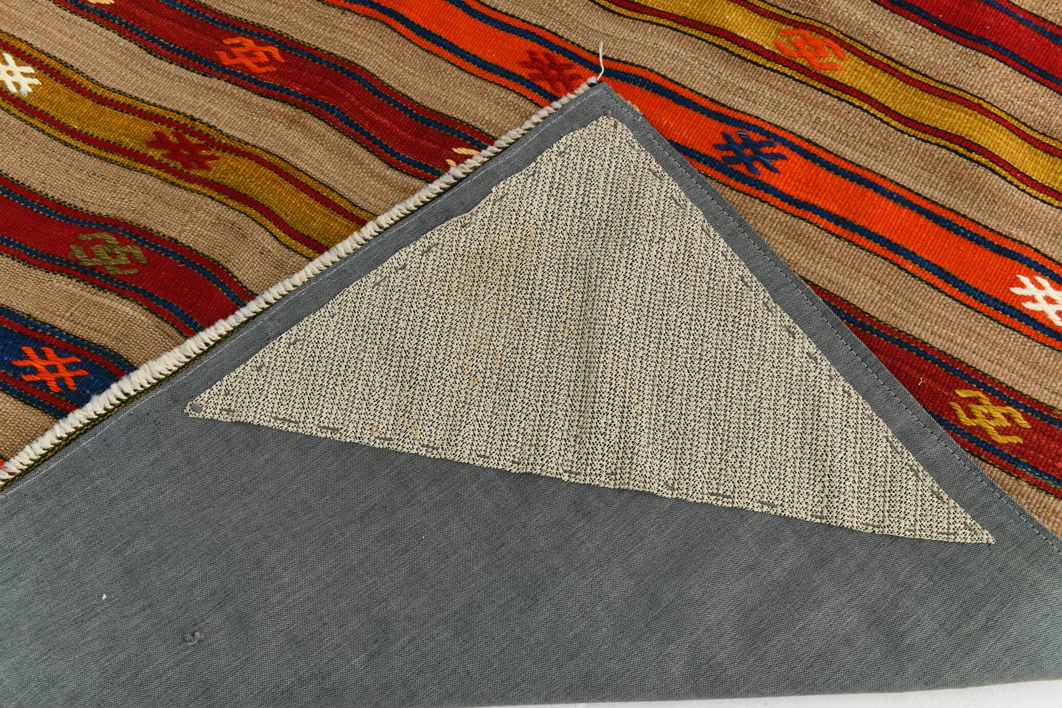 Turkish Red & Blue Striped Kilim Rug, 151x244Cm